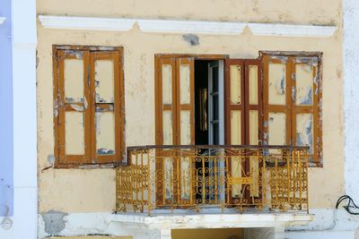 Door and windows at balcony of old building