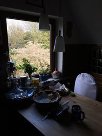 Table and window in home