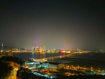 Illuminated city at night