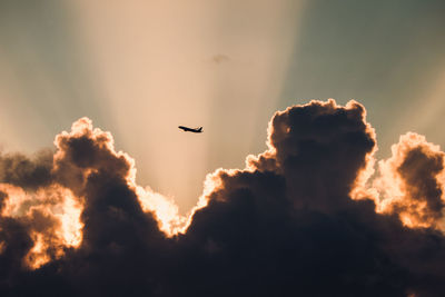 Low angle view of airplane flying in sky