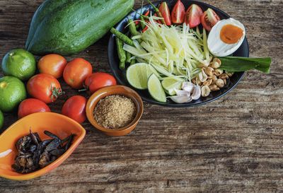 High angle view of vegetables in bowl