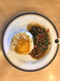 High angle view of meal served in plate