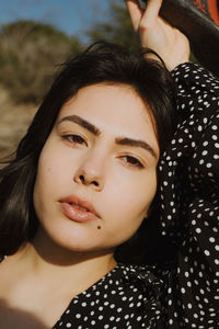 Close-up portrait of a beautiful young woman