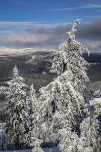 Scenic view of snow covered mountain against sky