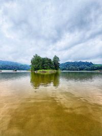 Scenic view of lake against sky