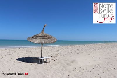 Scenic view of beach against clear sky