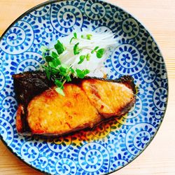 High angle view of meal served in plate