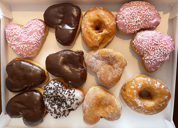 High angle view of dessert on table