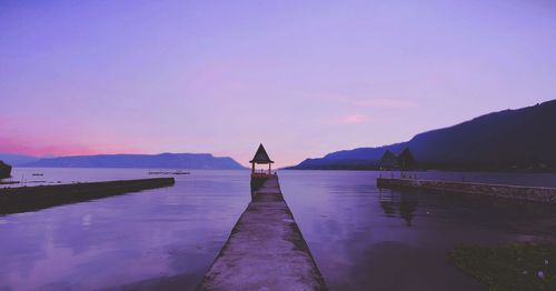 Scenic view of sea against sky at sunset