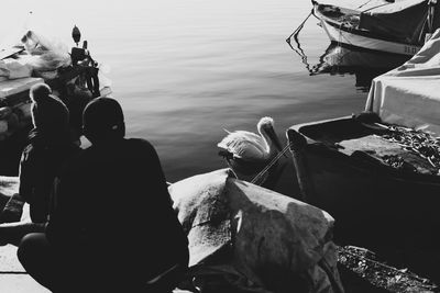 People sitting in water