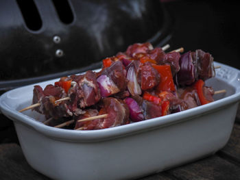 Close-up of food in bowl on table