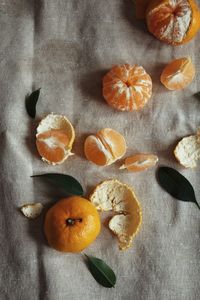 High angle view of fruits on table