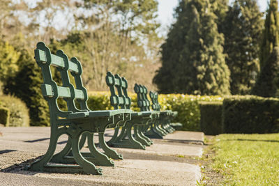 Empty bench in park