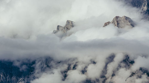 Low angle view of fog against sky