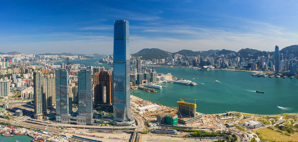 Aerial view of city buildings