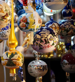 Close-up of decorations for sale in market