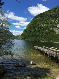 Scenic view of lake against sky