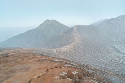 Scenic view of volcanic mountain against sky