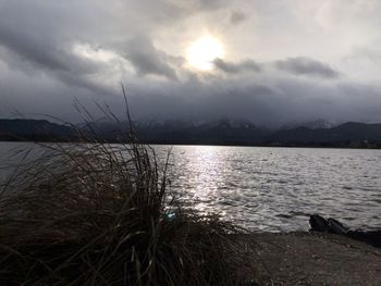 Scenic view of lake against sky