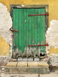 Close-up of weathered door