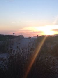 Scenic view of landscape at sunset