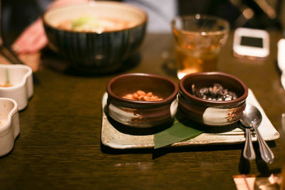 High angle view of food on table