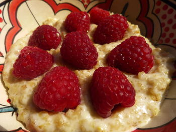 Close-up of strawberry cake