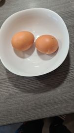 High angle view of breakfast on table
