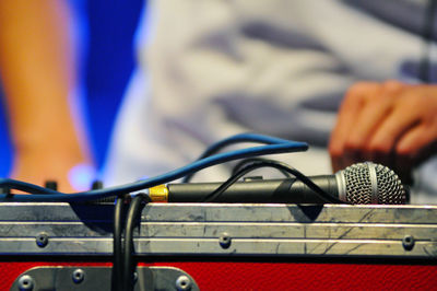 Dj table and microphone at a electro party