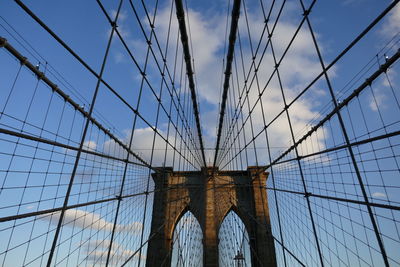 Low angle view of suspension bridge