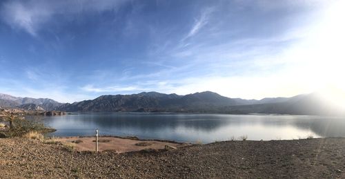 Scenic view of lake against sky