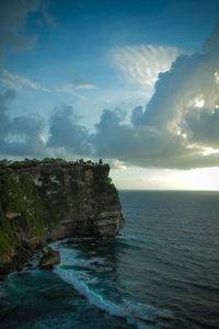 Scenic view of sea against cloudy sky