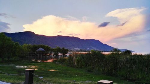 Scenic view of mountains against sky