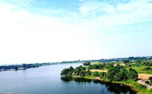 Scenic view of lake against sky