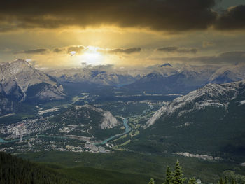 View to a valley in the mountains in canada