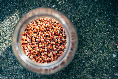 High angle view of food in container