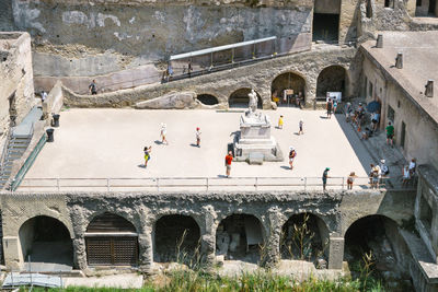 Tourists in front of historic building