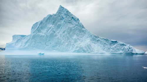 Scenic view of iceberg in sea against sky