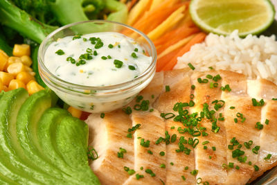 Close-up of food on table