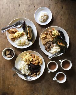 High angle view of food on table