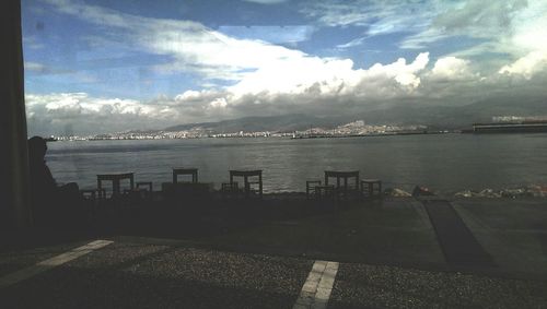 View of sea against cloudy sky