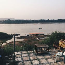 Scenic view of lake against clear sky