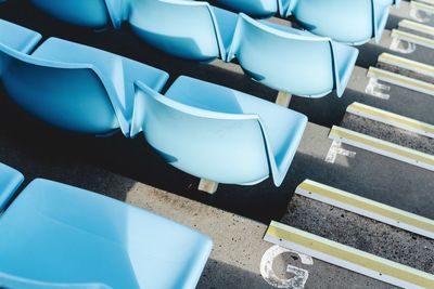 High angle view of empty chairs