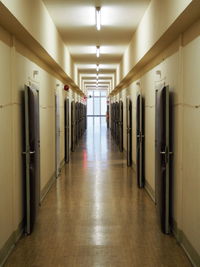 Open doors at corridor of prison