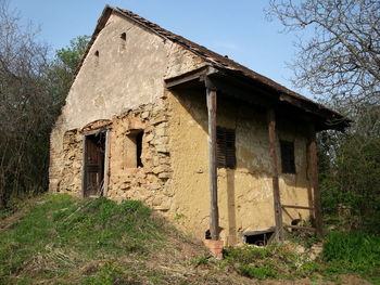 Abandoned built structure against clear sky