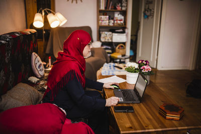 Woman using laptop