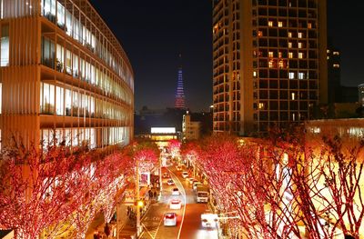 Illuminated city at night