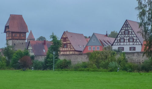 Houses on field