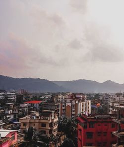 High angle view of townscape against sky