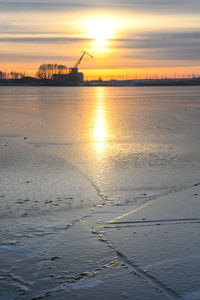 Scenic view of sea during sunset